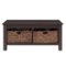 Walker Edison - Coffee Table with wicker storage baskets - Espresso-Front_Standard
