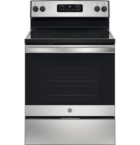 GE - 5.3 Cu. Ft. Freestanding Electric Range with Self-cleaning - Stainless steel