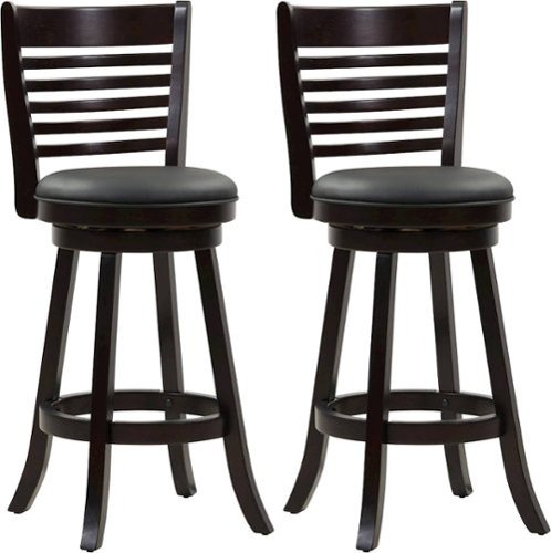 Image of CorLiving - Bonded Leather and Wood Stools - Black/Cappuccino