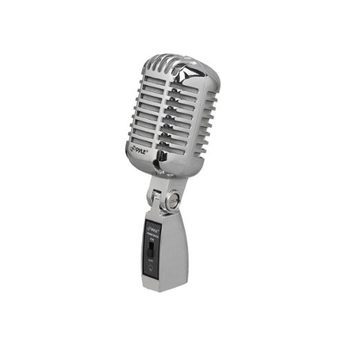 PYLE - Classic Retro Vintage Style Unidirectional Dynamic vocal Microphone - Silver-Front_Standard 