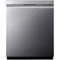 LG - SIGNATURE 24" Top Control Smart Wi-Fi Enabled Dishwasher with QuadWash and Steel Tub with Light - Textured Steel-Front_Standard