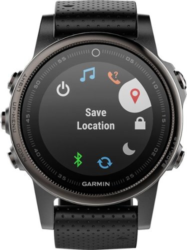 Garmin - fēnix® 5S Sapphire Smartwatch 42mm Fiber-Reinforced Polymer - Black with Black Band-Front_Standard 