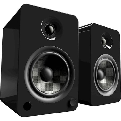 Kanto - 5-1/4" Powered Wireless 2-Way Bookshelf Speakers (Pair) - Gloss Black-Front_Standard 