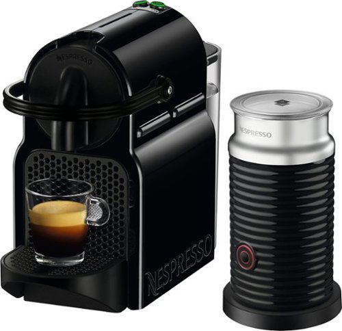  Nespresso - Inissia Espresso Machine with Aeroccino Milk Frother by DeLonghi - Intense Black