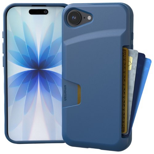 Smartish - iPhone 17e/16e Wallet Case - Wallet Slayer Vol 1 - Slim Card Holder Cover - Blues on the Green - Blue-Front_Standard 