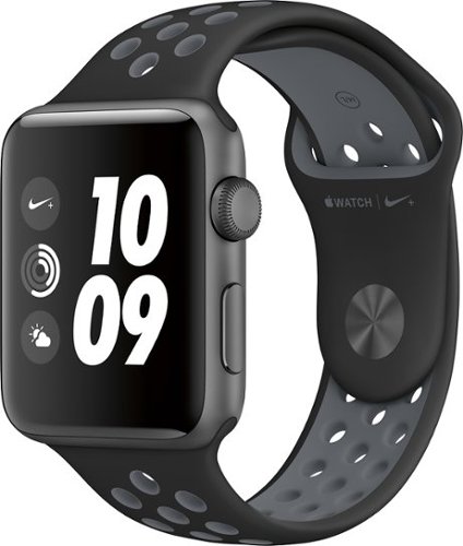  Geek Squad Certified Refurbished Apple Watch Nike+ 42mm Space Gray Aluminum Case Black/Cool Gray Nike Sport Band - Space Gray Aluminum