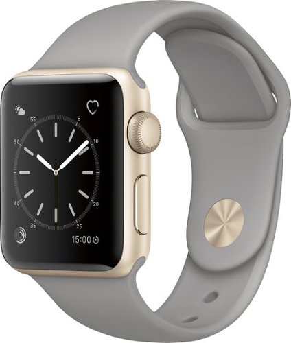 Geek Squad Certified Refurbished Apple Watch Series 2 38mm Gold Aluminum Case Concrete Sport Band - Gold Aluminum - (2016)-Front_Standard 