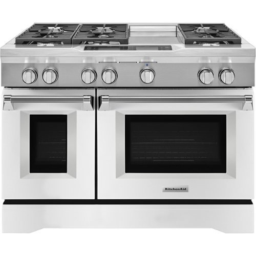 KitchenAid - 6.3 Cu. Ft. Self-Cleaning Freestanding Double Oven Dual Fuel Convection Range - Imperial white-Front_Standard 