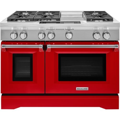 KitchenAid - 6.3 Cu. Ft. Self-Cleaning Freestanding Double Oven Dual Fuel Convection Range - Signature red