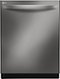 LG - 24" Top Control Smart Wi-Fi Enabled Dishwasher with QuadWash and Steel Tub with Light - Black Stainless Steel-Front_Standard
