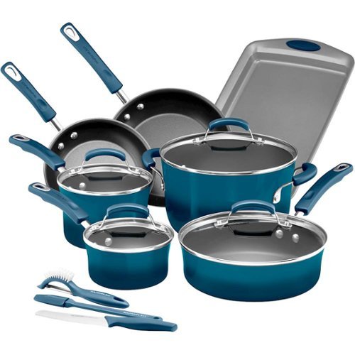 Rachael Ray - 14-Piece Cookware Set - Marine Blue