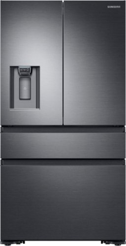 Samsung - 22.6 cu. ft. 4-Door Flex French Door Counter Depth Refrigerator with FlexZone Drawer - Black Stainless Steel