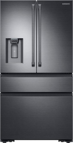 Samsung - 22.7 Cu. Ft. 4-Door Flex French Door Counter-Depth Fingerprint Resistant Refrigerator - Black stainless steel