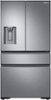 Samsung - 22.6 cu. ft. 4-Door Flex French Door Counter Depth Refrigerator with FlexZone Drawer - Stainless steel-Front_Standard