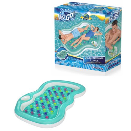 Bestway H2OGO! Double Designer Pool Lounge - 7'4 x 68.5 - Bestway Inflatable, Fits 2 Adults, Built-In Cooler Area BUY ONLINE