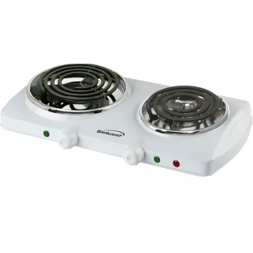 Front. Brentwood - Brentwood Electric 1500W Double Burner Spiral White - White.