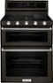 KitchenAid - 6.0 Cu. Ft. Self-Cleaning Freestanding Double Oven Gas Convection Range - Black Stainless Steel-Front_Standard