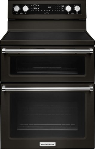 KitchenAid - 6.7 Cu. Ft. Self-Cleaning Freestanding Double Oven Electric Convection Range - Black stainless steel