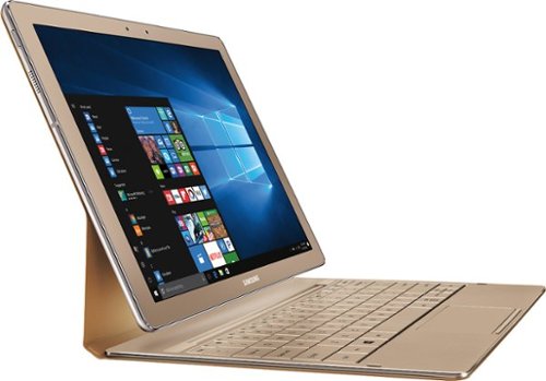 Samsung - Geek Squad Certified Refurbished Galaxy TabPro S - 12" - 256GB - With Keyboard - Gold-Front_Standard 