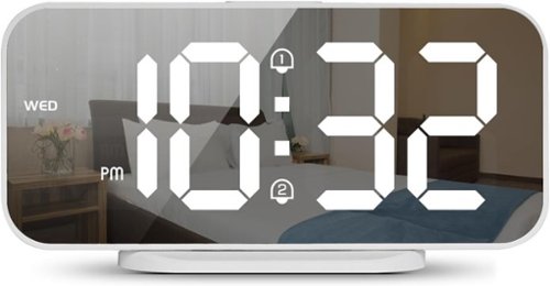 Stamp n Camp - ALANAS Digital Alarm Clock for Bedrooms - Large LED Display, Dual Alarm, Snooze, 3-Level Brightness Dimmer, USB Ports - White-Front_Standard 