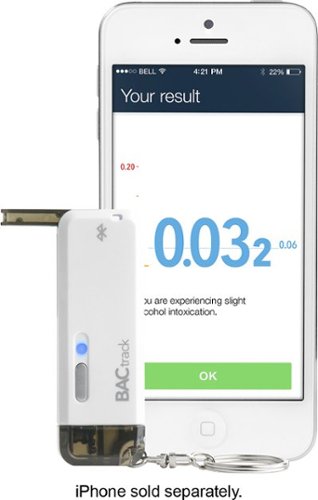 BACtrack Vio Smartphone Keychain Breathalyzer for Apple iPhone and Most Android Devices - White GLOBAL SHIPPING
