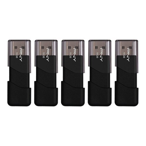 PNY - Attaché 16GB USB 2.0 Flash Drives (5-Pack) - Black