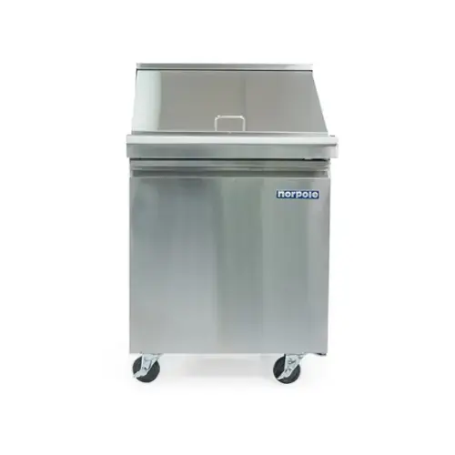 Front. Magic Chef - Commercial 6 cu. ft. Single Door Mega Top Prep Table Refrigerator in Stainless - Stainless Steel.