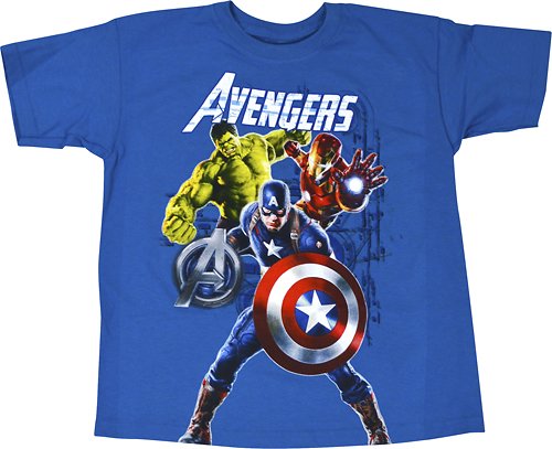  Marvel - Avengers Group Shot Children's T-Shirt (Large/Extra-Large) - Turquoise