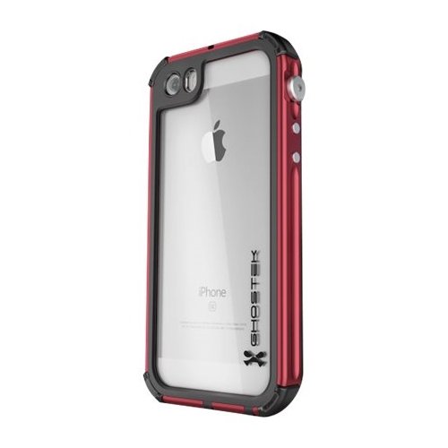  Ghostek - Atomic Protective Waterproof Case for Apple® iPhone® 5, 5s and SE - Red/clear