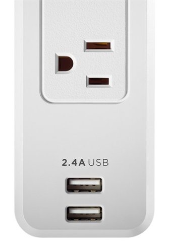 Insignia™ 7 Outlet/2 USB 1200 Joules Surge Protector - White GLOBAL SHIPPING