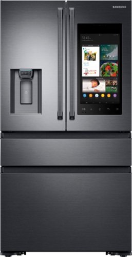  Samsung - Family Hub 22.2 Cu. Ft. 4-Door French Door Counter-Depth Fingerprint Resistant Refrigerator - Black Stainless Steel