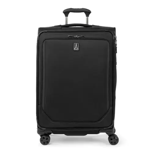Front. Travelpro - Crew Classic Lightweight Softside Expandable 25" Checked Spinner - Black.