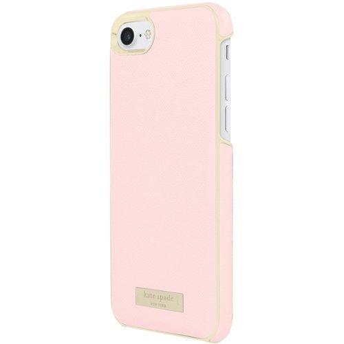 kate spade new york - Case for Apple® iPhone® 7 - Rose quartz/gold logo plate-Front_Standard 