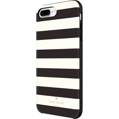kate spade new york - Protective Hardshell Case for Apple® iPhone® 7 Plus and iPhone® 6/6s Plus - Candy Stripe Cream/Black-Front_Standard 
