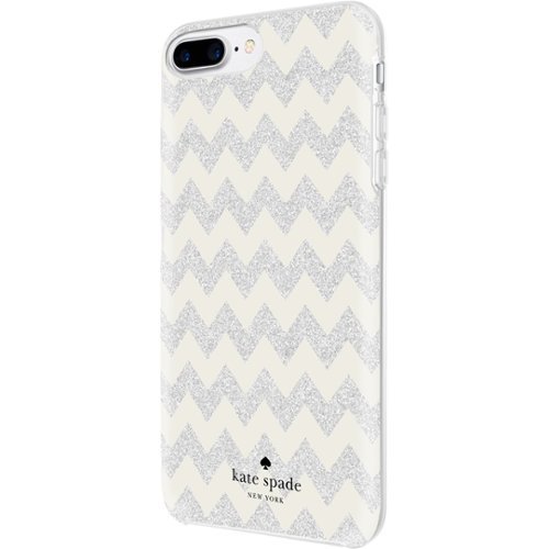kate spade new york - Case for Apple® iPhone® 7 Plus - Glitter silver/chevron cream-Front_Standard 