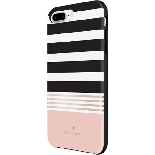 kate spade new york - Case for Apple® iPhone® 7 Plus - White/stripe 2 black/rose gold foil-Front_Standard 