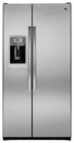  GE - Profile Series 24.6 Cu. Ft. Counter-Depth Side-by-Side Refrigerator with Thru-the-Door Ice and Water - Stainless steel