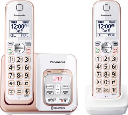 Panasonic - KX-TGD562G Link2Cell DECT 6.0 Expandable Cordless Phone System with Digital Answering System - White/rose gold