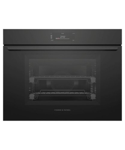 Fisher & Paykel - 30" 3 Cu. Ft. Single Combination Steam Oven, 6.8" Touchscreen - Minimal (Soft - Black