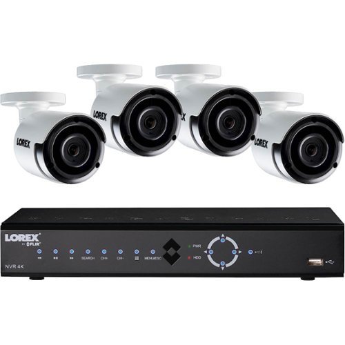  Lorex - 8-Channel, 4-Camera Indoor/Outdoor Wired 4MP 2TB NVR Surveillance System