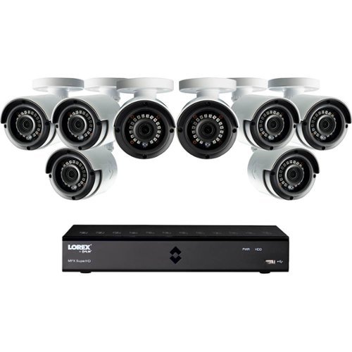 Lorex - 8-Channel, 8-Camera Indoor/Outdoor 1080p Wired 1TB DVR Surveillance System - Black/white-Front_Standard 
