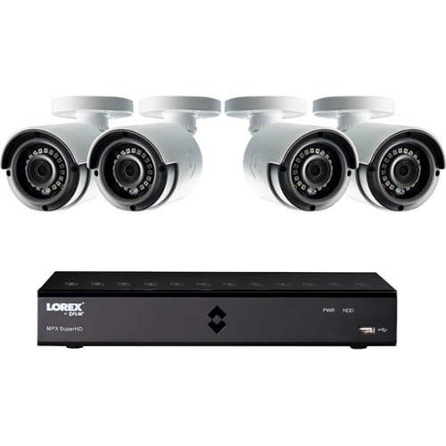 Lorex - 8-Channel, 4-Camera Indoor/Outdoor 1080p Wired 1TB DVR Surveillance System - Black/white-Front_Standard 