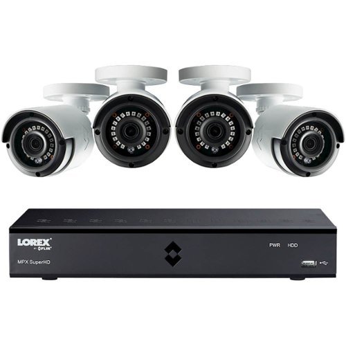  Lorex - 8-Channel, 4-Camera Indoor/Outdoor Wired 4MP 1TB DVR Surveillance System