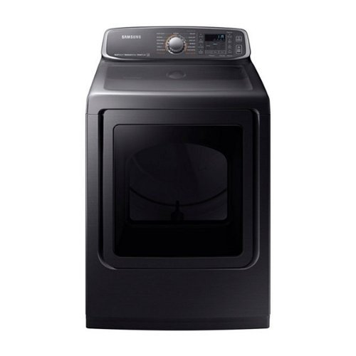 Samsung - 7.4 Cu. Ft. Electric Dryer with Steam and Sensor Dry - Black Stainless Steel