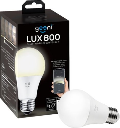 Geeni - LUX 800 Smart WiFi Dimmable White A19 Light Bulb - White