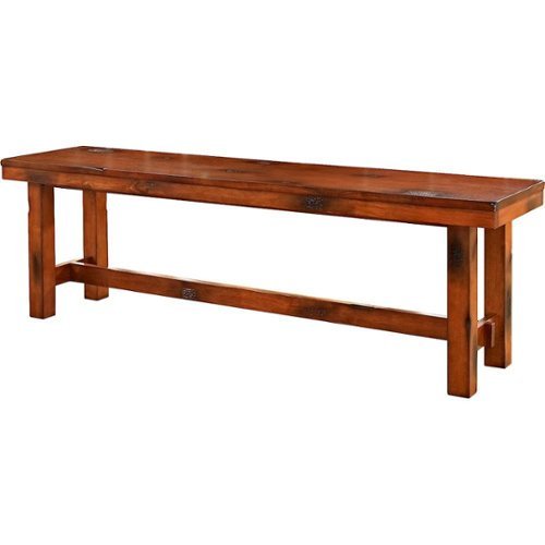 Walker Edison - Distressed Farmhouse Dining Bench - Dark Oak