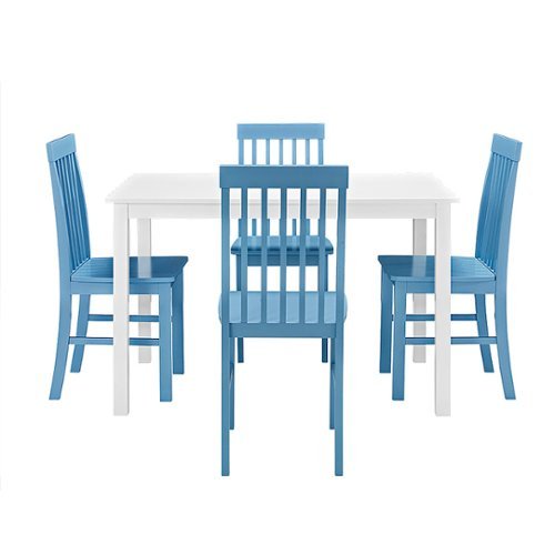 Walker Edison - Modern Rectangular 5-Piece Wood Kitchen Dining Set - Powder Blue/White