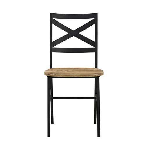 Walker Edison - X-Back Metal and Wood Dining Chair (Set of 2)-Front_Standard 