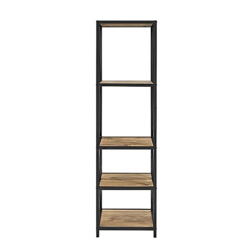Walker Edison - X-frame Industrial Wood and Metal 4-Shelf Bookcase - Barnwood
