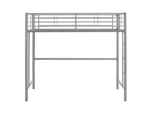 Walker Edison - Urban Industrial Loft Style Twin Bunk Bed - Silver-Front_Standard 